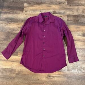 Alfani Men's Slim Fit Dress Shirt Deep Purple Wine Size L 16-16.5" 32-33" Office